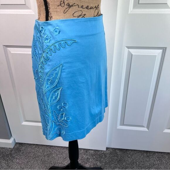 Sz 2 Cache Blue Beaded & floral Embroidered Short Skirt - Picture 4 of 11